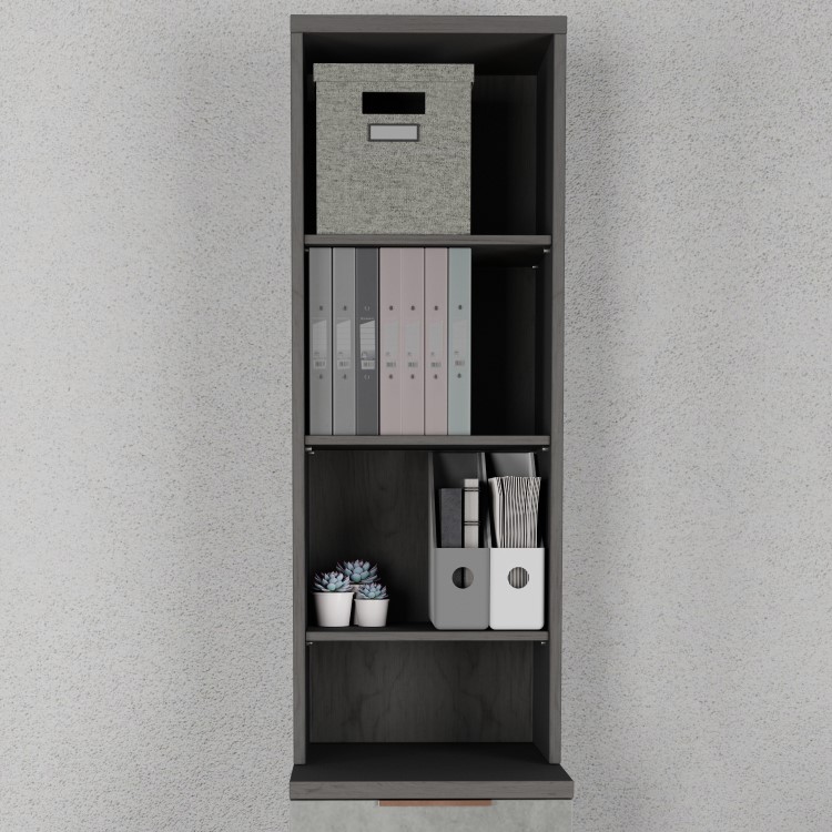 Narrow Dark Grey Wall Mounted Bookcase - Denver