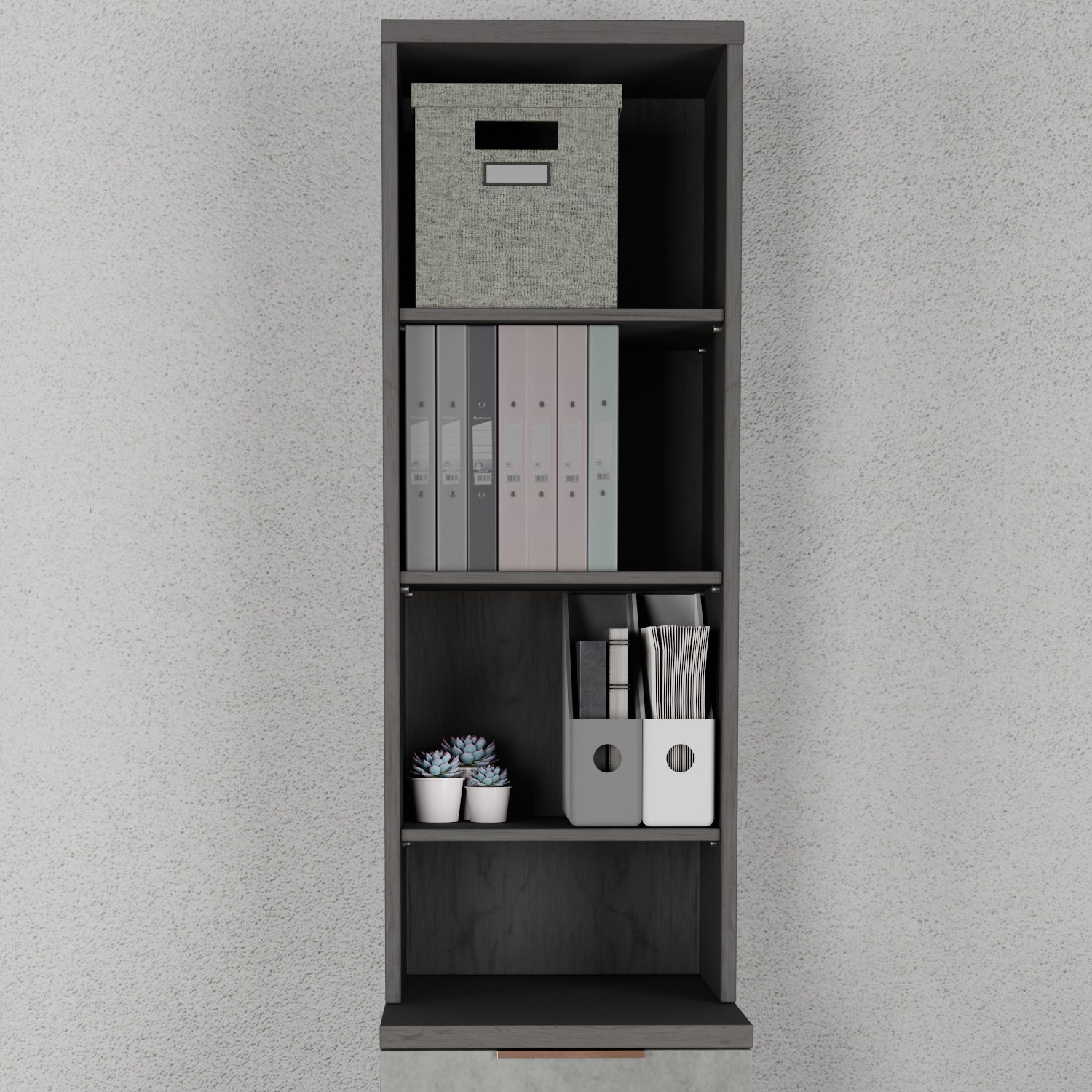Photo of Narrow dark grey wall mounted bookcase - denver