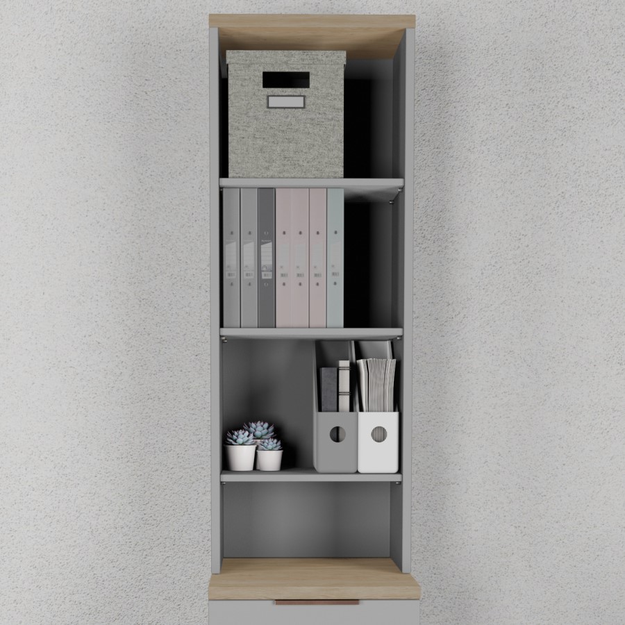 Narrow Light Grey Wall Mounted Bookcase - Denver