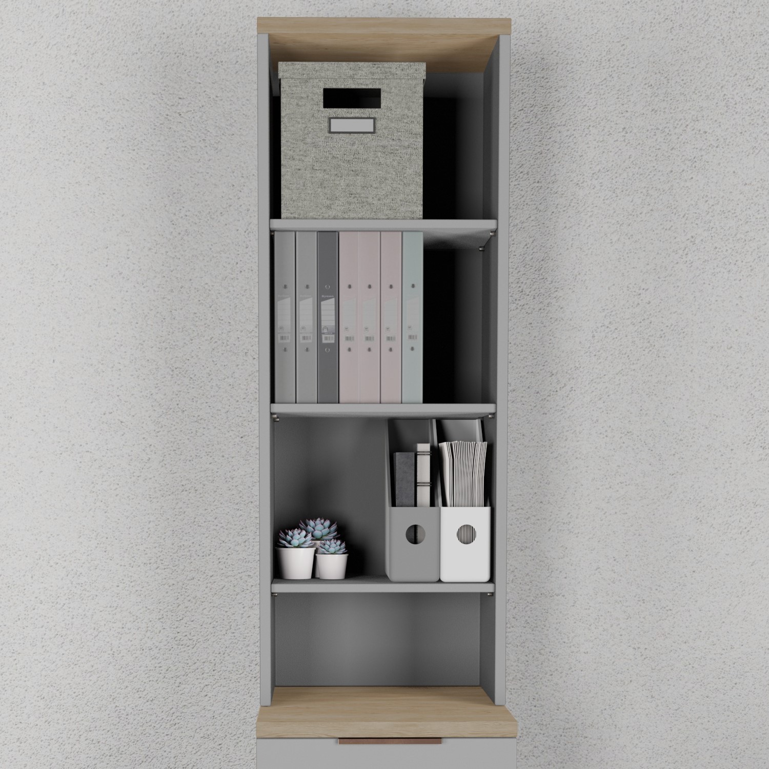 Photo of Narrow light grey wall mounted bookcase - denver