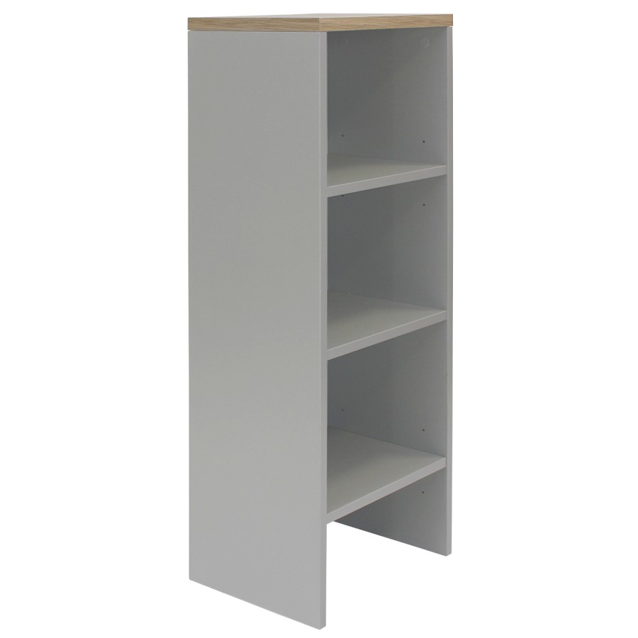 Narrow Light Grey Wall Mounted Bookcase - Denver