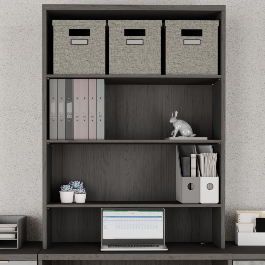 Wide Dark Grey Wall Mounted Bookcase - Denver
