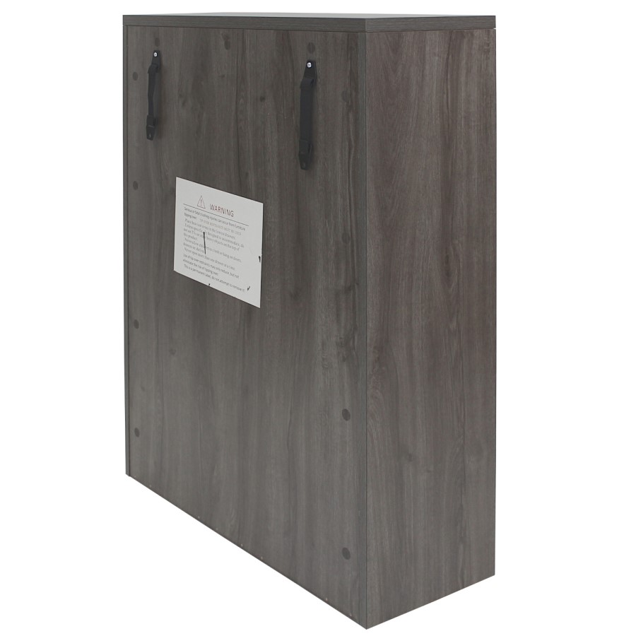 Wide Dark Grey Wall Mounted Bookcase - Denver