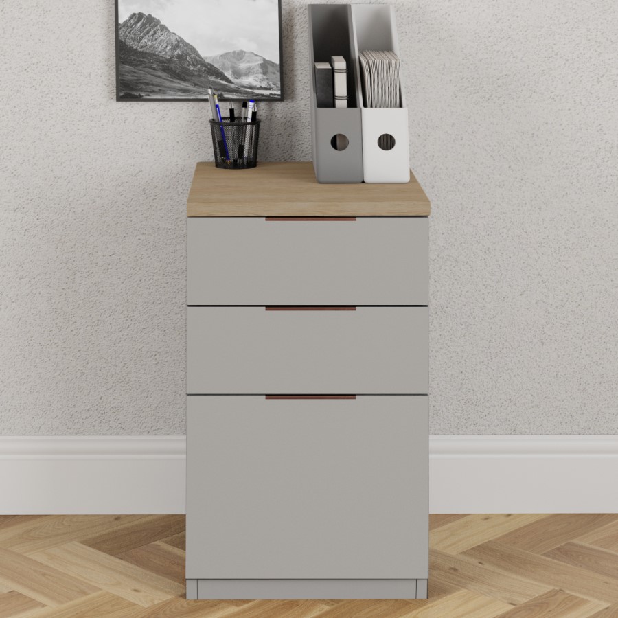 GRADE A1 - Denver Filing Cabinet - Light Grey