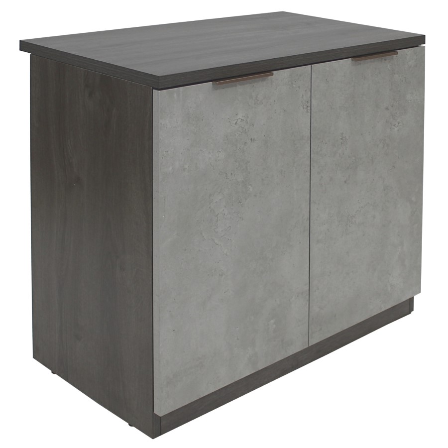 Denver 2 Door Cupboard - Smoked Oak with Stone Front