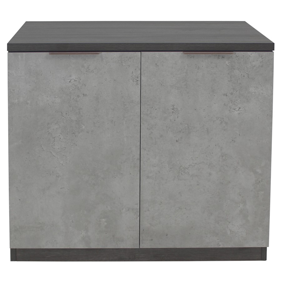 Denver 2 Door Cupboard - Smoked Oak with Stone Front