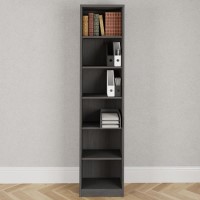 Denver Tall Narrow Bookcase - Smoked Oak