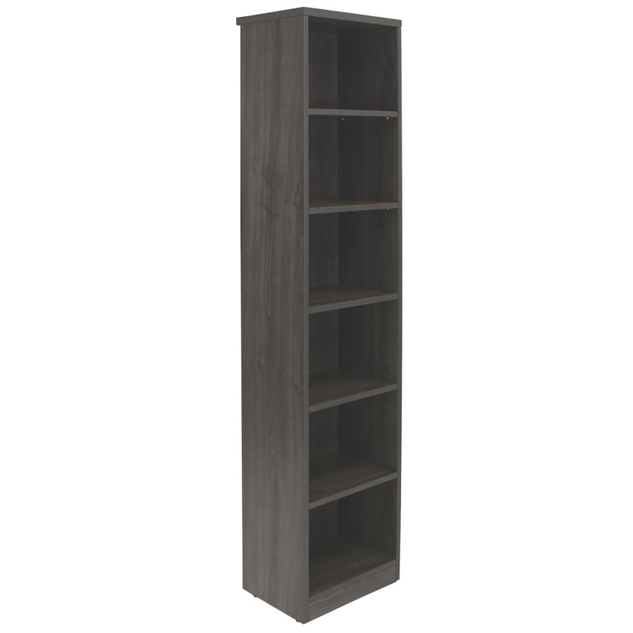 Denver Tall Narrow Bookcase - Smoked Oak