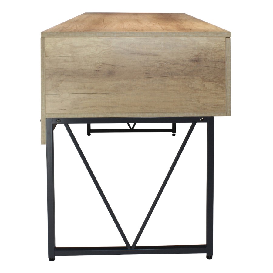 Light Oak Effect Office Desk with 5 Drawers - Denver