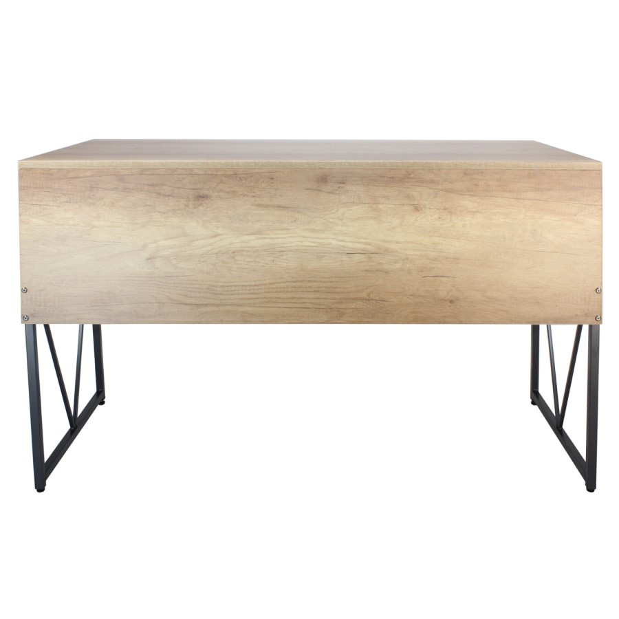 Light Oak Effect Office Desk with 5 Drawers - Denver