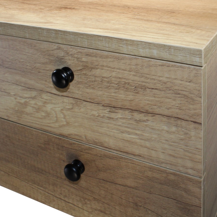 Light Oak Effect Office Desk with 5 Drawers - Denver