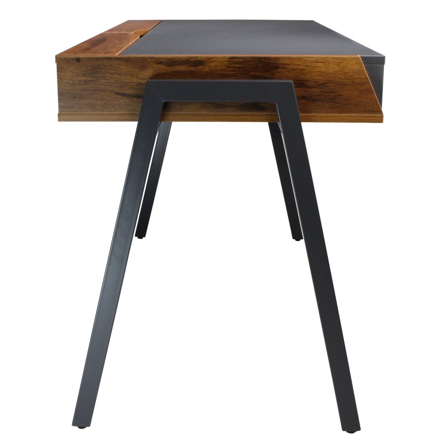 Walnut and Grey Office Desk with 2 Drawers - Denver