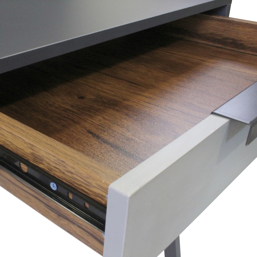 Walnut and Grey Office Desk with 2 Drawers - Denver