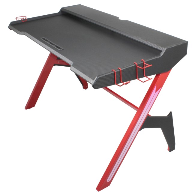 Black and Red Gaming Desk with 2 Tiers - Denver