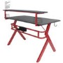 Black and Red Gaming Desk with Shelf and Cupholder - Denver
