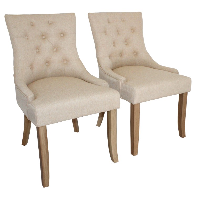 Set of 2 Beige Dining Chairs