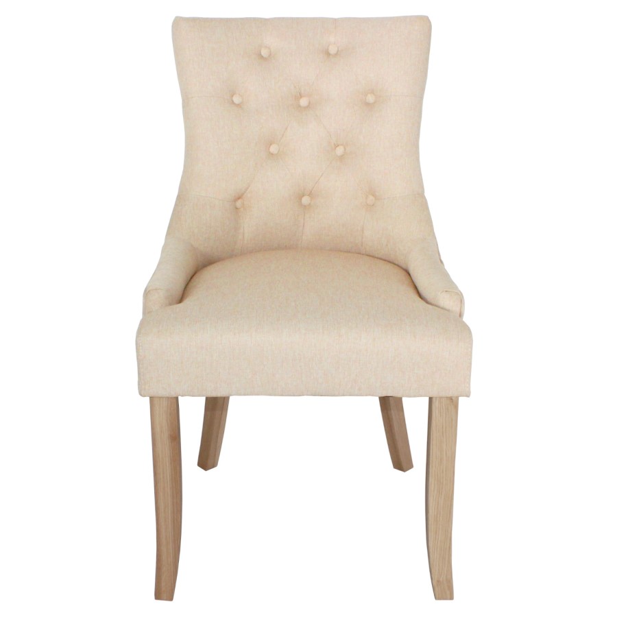 Set of 2 Beige Dining Chairs