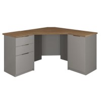 Light Grey Corner Desk 1 Door Cabinet & Filing Cabinet Set - Denver