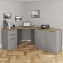Light Grey Corner Desk 2 Door Cabinet & Filing Cabinet Set - Denver