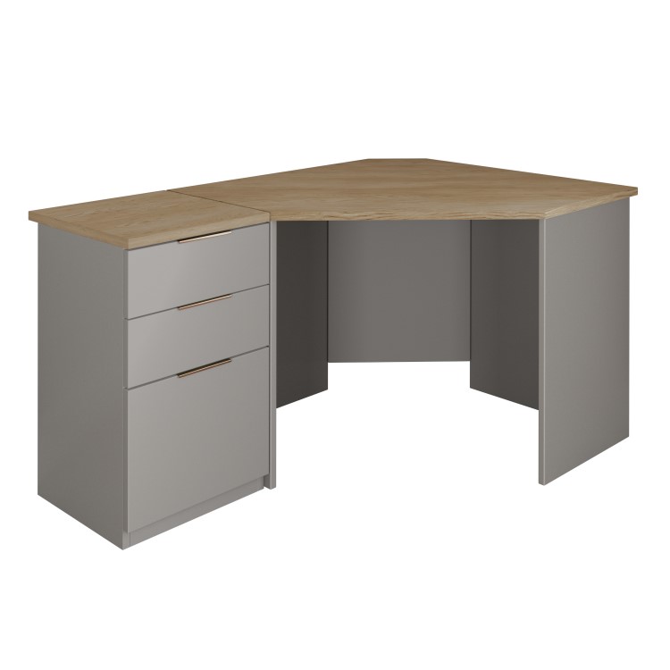 Light Grey Corner Desk & Filing Cabinet Set - Denver