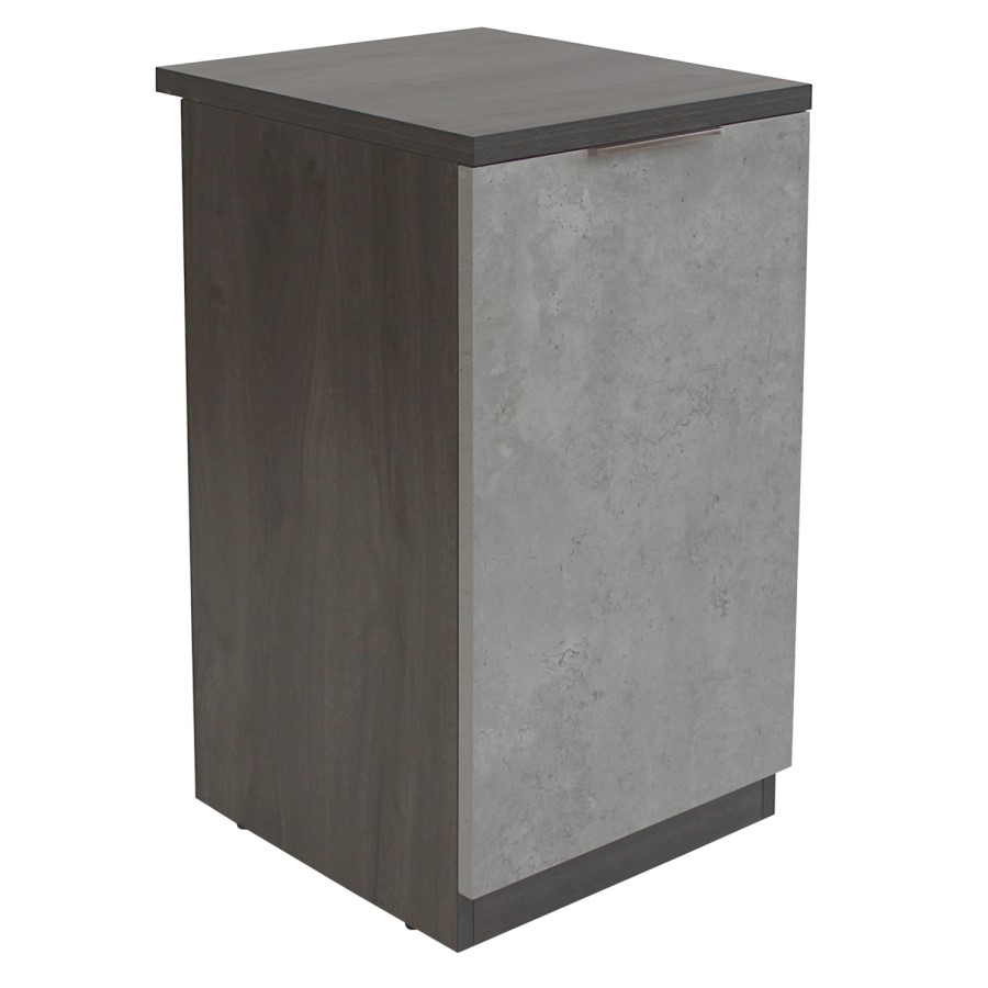 Smoked Oak Small Desk & 1 Door Cabinet Set - Denver