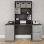 Smoked Oak Medium Desk 1 Door Cabinet Filing Cabinet & Wide Bookcase Set - Denver