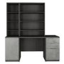 Smoked Oak Medium Desk 1 Door Cabinet Filing Cabinet & 2 Bookcase Set - Denver