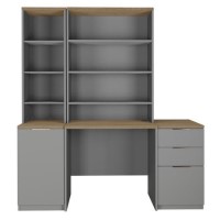 Light Grey Medium Desk 1 Door Cabinet Filing Cabinet & 2 Bookcase Set - Denver