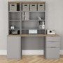 Light Grey Medium Desk 1 Door Cabinet Filing Cabinet & 2 Bookcase Set - Denver