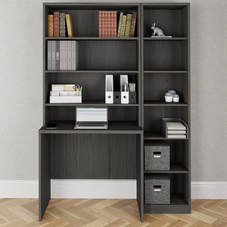 Smoked Oak Medium Desk & 2 Bookcase Set - Denver