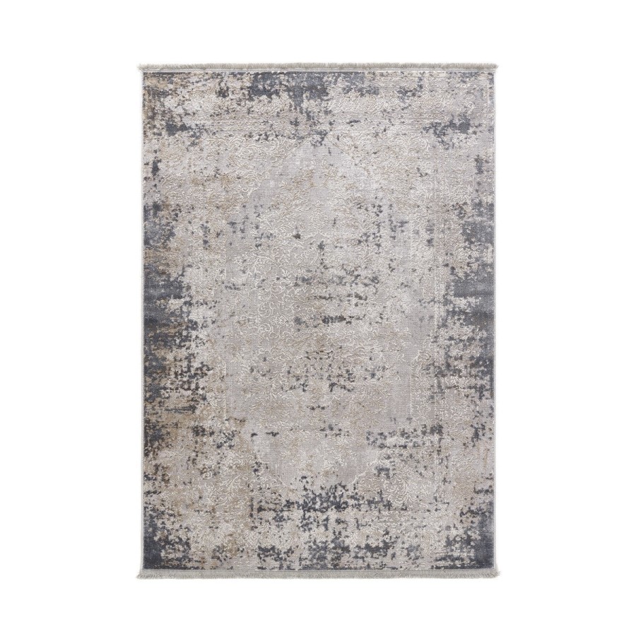 Distressed Persian Blue & Grey Rug - 150 x 80 cm - Medallion - Ripley