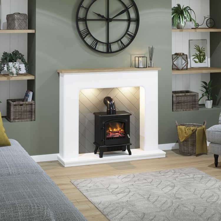 Be Modern 54" Electric Suite with Black Colman Stove and Flue - Sennen