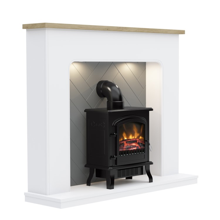 Be Modern 54" Electric Suite with Black Colman Stove and Flue - Sennen