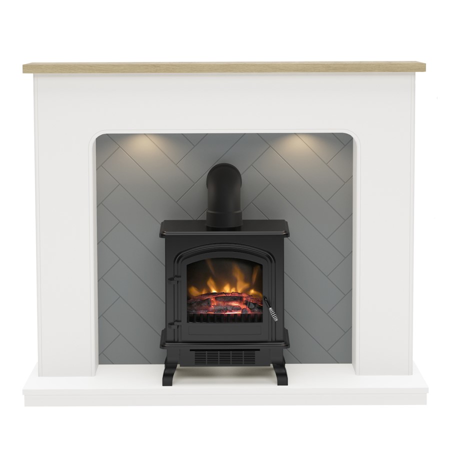 Be Modern 54" Electric Suite with Black Colman Stove and Flue - Sennen