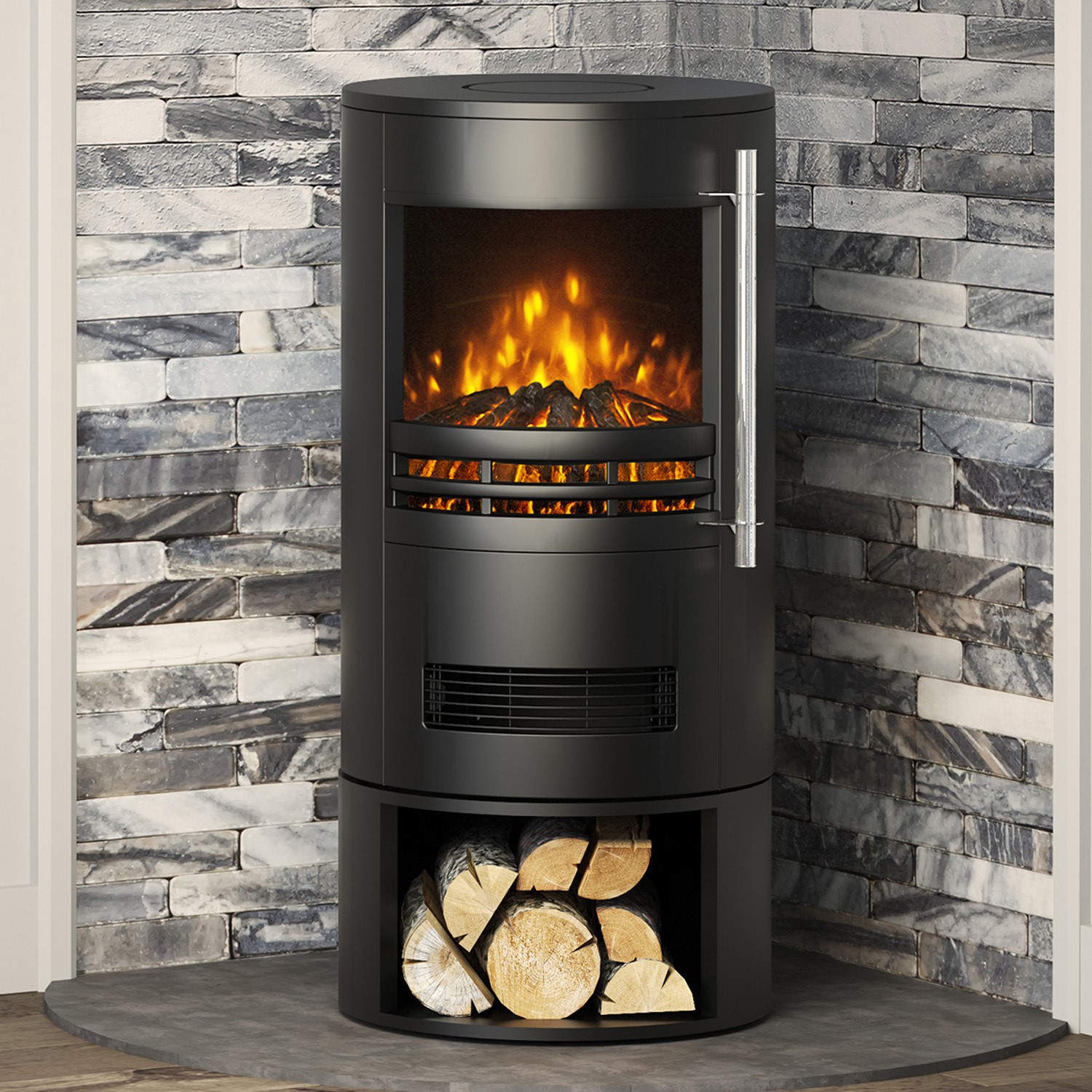 Photo of Be modern electric cylinder stove with log store - tunstall