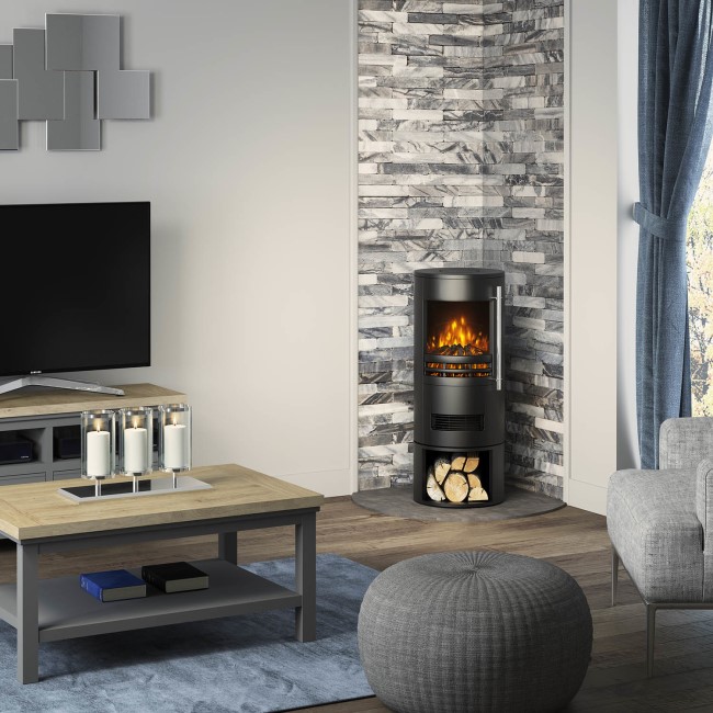 Be Modern Tunstall Electric Cylinder Stove with Log Store