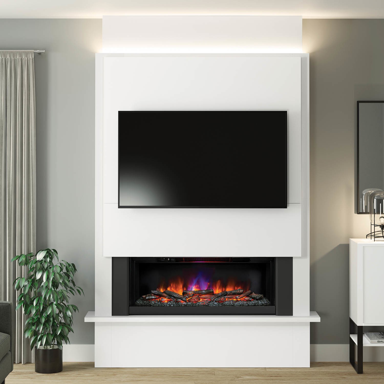 Photo of Be modern 62 media wall suite in ash white - oxton