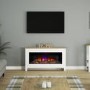 White Freestanding Electric Fireplace Suite with Realistic Log Fuel Bed - Be Modern Poulton