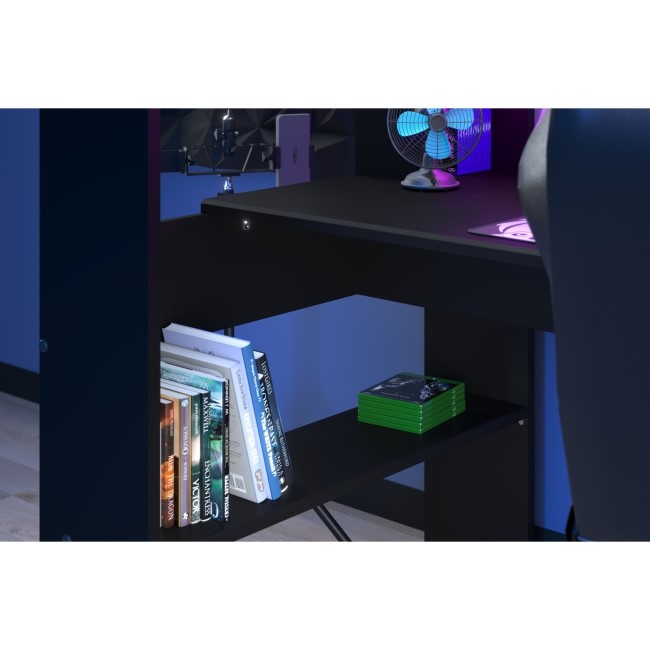 High Sleeper Gaming Bed with Desk in Black - Online - Kids Avenue