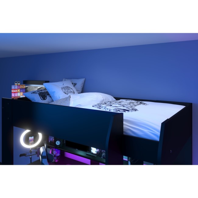 High Sleeper Gaming Bed with Desk in Black - Online - Kids Avenue