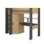 High Sleeper Loft Bed with Desk and Wardrobe in Oak and Grey - Grayson - Kids Avenue