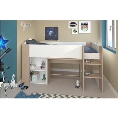 Read more about White and oak mid sleeper cabin bed with storage shelter kids avenue