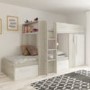 White and Oak Bunk Bed with Wardrobe and Storage Drawers - Barca - Kids Avenue