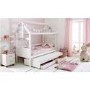 White Wooden House Bed with Trundle and Storage Drawers - Nordic - Kids Avenue