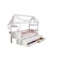 White Wooden House Bed with Trundle and Storage Drawers - Nordic - Kids Avenue
