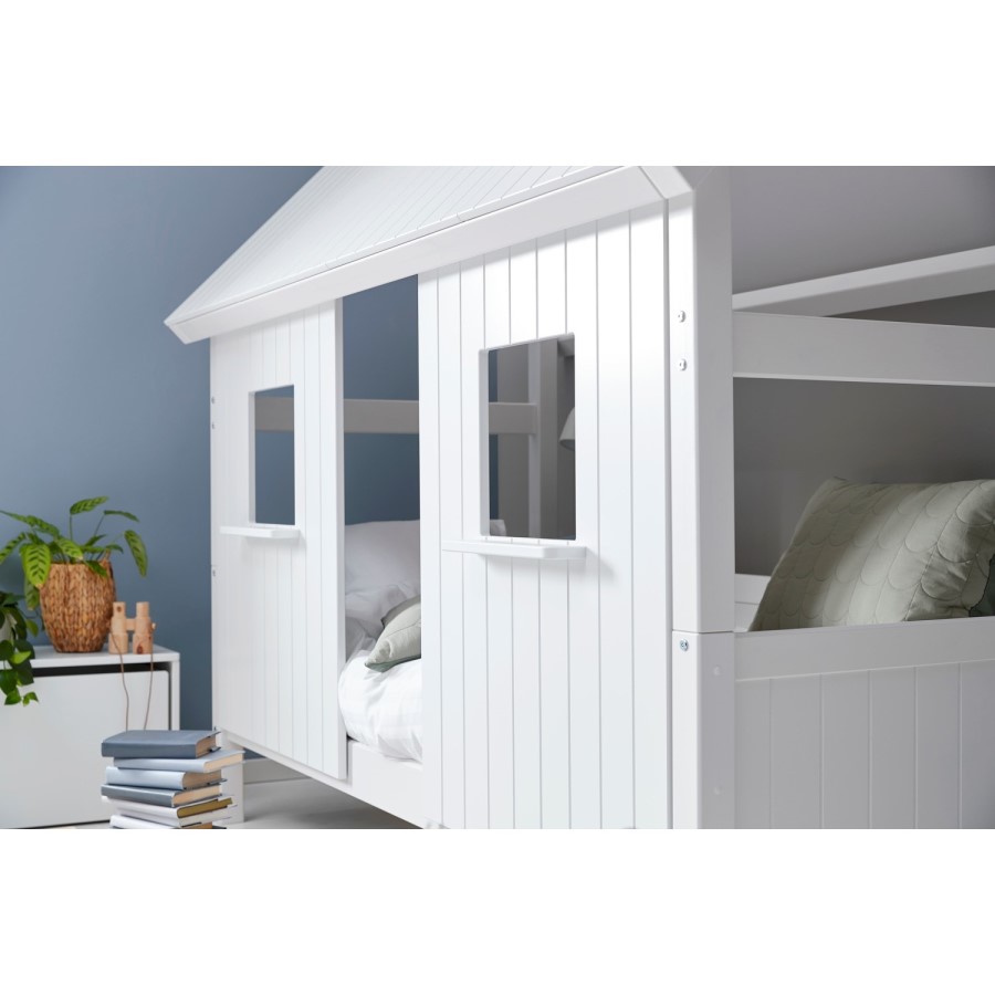 White Wooden House Cabin Bed - Nordic - Kids Avenue