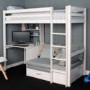 High Sleeper Loft Bed with Desk and Futon in White - Thuka - Kids Avenue