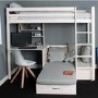 High Sleeper Loft Bed with Desk and Futon in White - Thuka - Kids Avenue