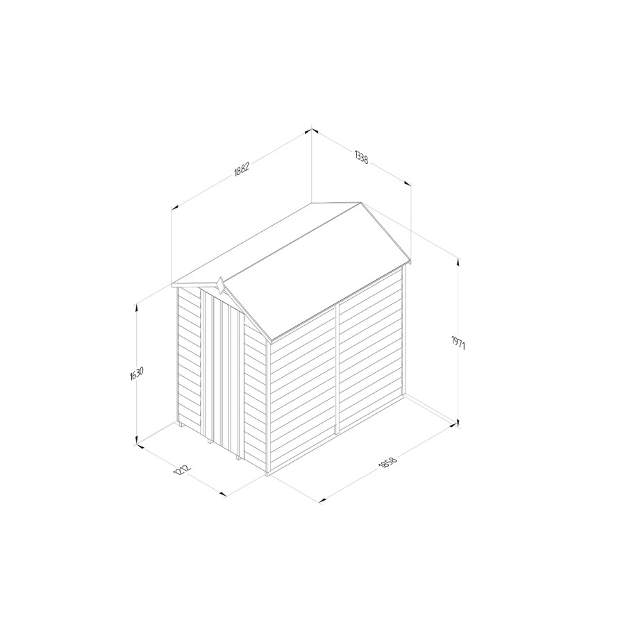 Forest Overlap Dip Treated 6x4 Apex Shed - No Window