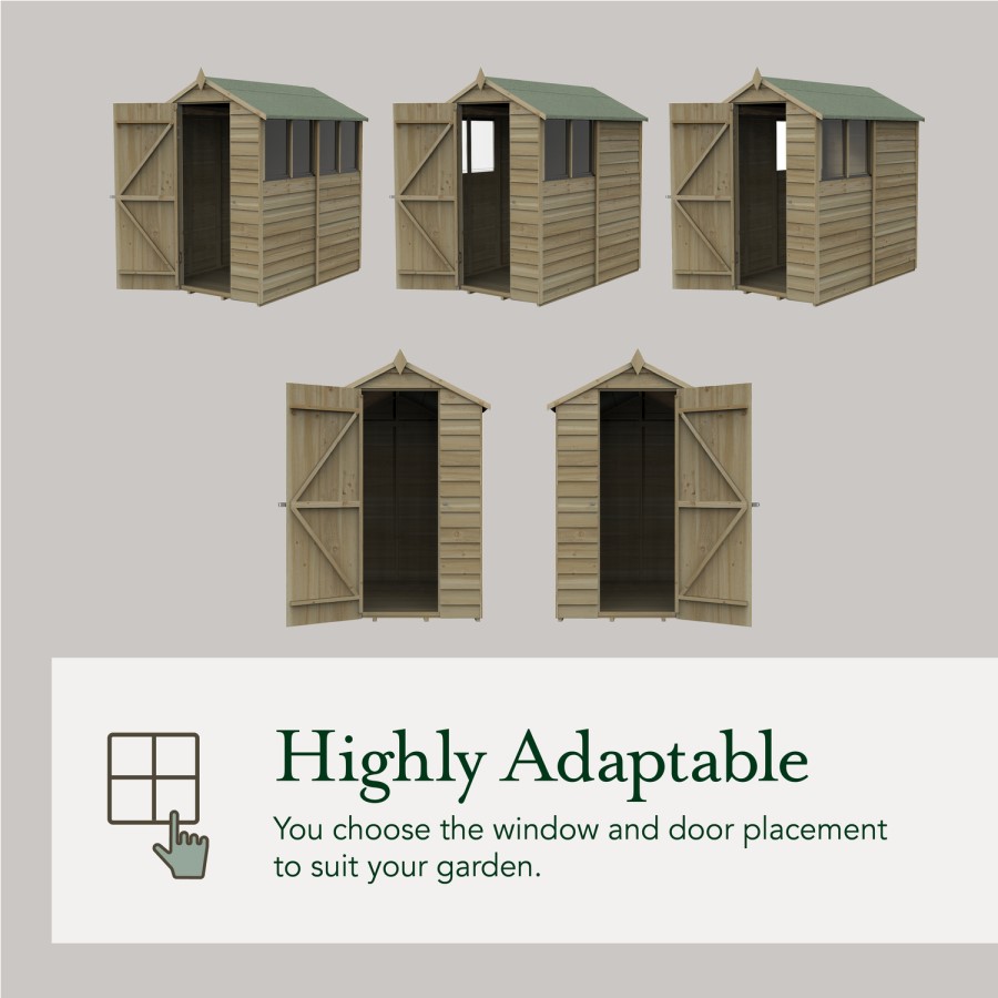 Forest Overlap Dip Treated 6x4 Apex Shed - No Window